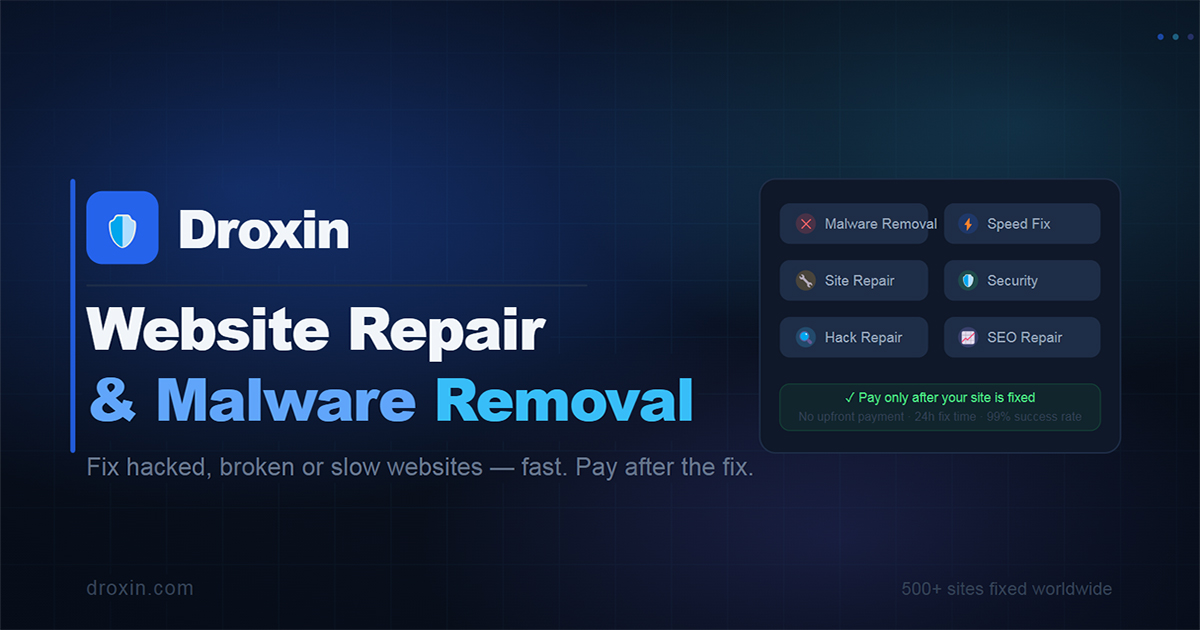 Droxin | Fix Website Errors — 500 Error, White Screen, Hack Fix & More